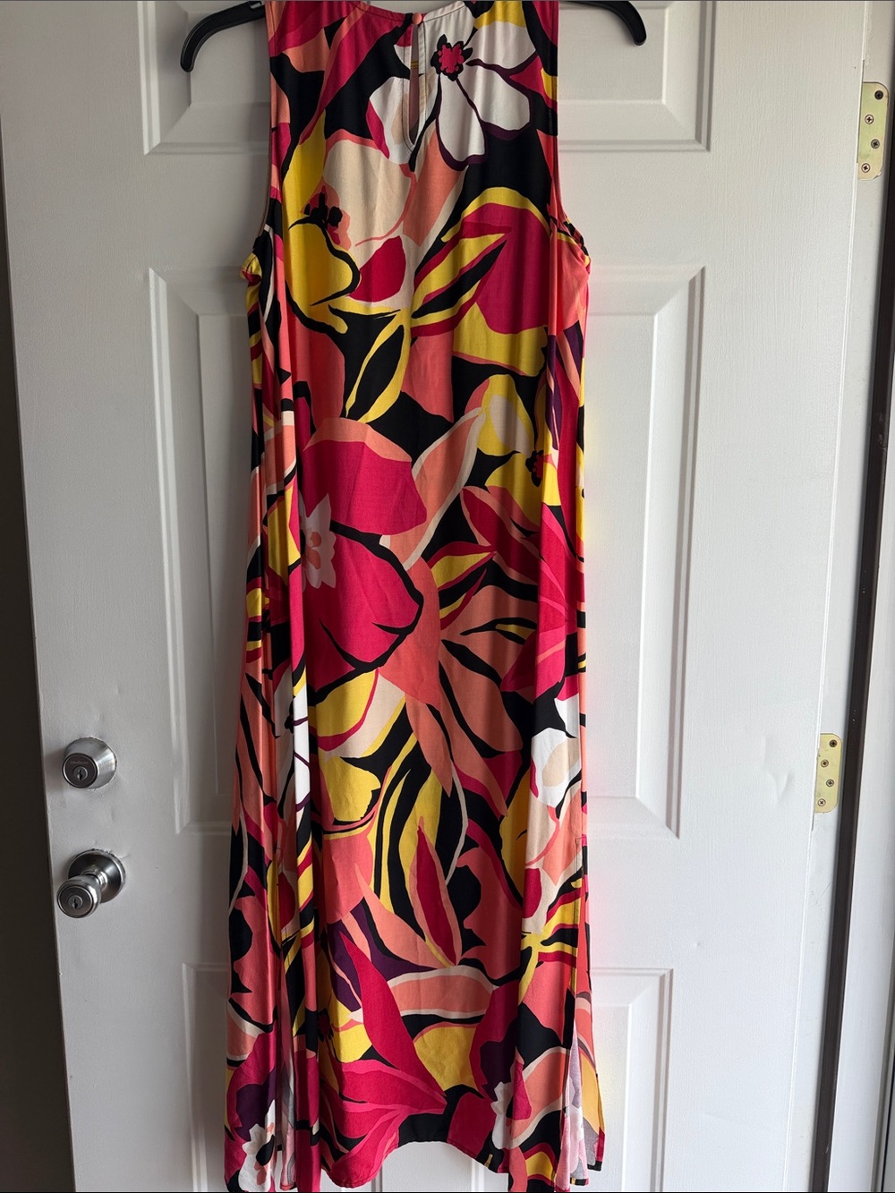 NWT Investments Vibrant Pink Yellow Floral Maxi Dress - Picture 9 of 10